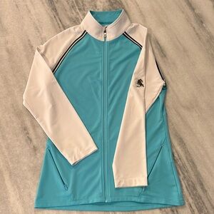 FootJoy Pine Lake Country Club Women’s Full Zip Jacket sz Small Blue White